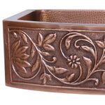 Load image into Gallery viewer, D Shape Vine Design Front Apron Copper Kitchen Sink
