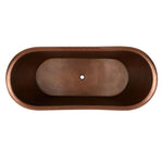 Load image into Gallery viewer, Hammered Clawfoot Copper Double Slipper Tub Blue-Green Patina Exterior
