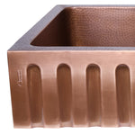 Load image into Gallery viewer, Double Bowl Vertical Parallel Lines Front Apron Copper Kitchen Sink
