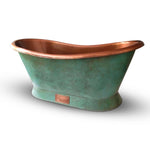 Load image into Gallery viewer, Slanting Base Copper Bathtub Copper Interior &amp; Blue Green Patina Exterior Finish
