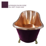 Load image into Gallery viewer, Clawfoot Copper Bathtub Polish Copper Inside RAL 4007 Purple violet Outside
