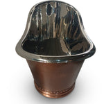 Load image into Gallery viewer, Ribbed Base Smooth Double Slipper Nickel Interior Copper Bathtub
