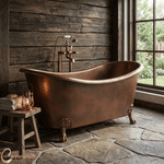 Load image into Gallery viewer, Hammered Clawfoot Copper Double Slipper Tub
