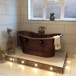 Load image into Gallery viewer, Hammered Antique Copper Tub with Ring Handles
