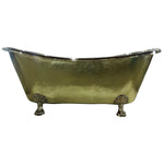 Load image into Gallery viewer, Clawfoot Brass Bathtub Hammered Exterior Full Brass Finish
