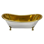 Load image into Gallery viewer, Clawfoot Brass Bathtub Polished Brass Interior &amp; Matt White Exterior Finish
