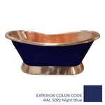 Load image into Gallery viewer, Slanting Base Copper Bathtub Copper Interior &amp; on Base RAL5022 Night Blue Exterior
