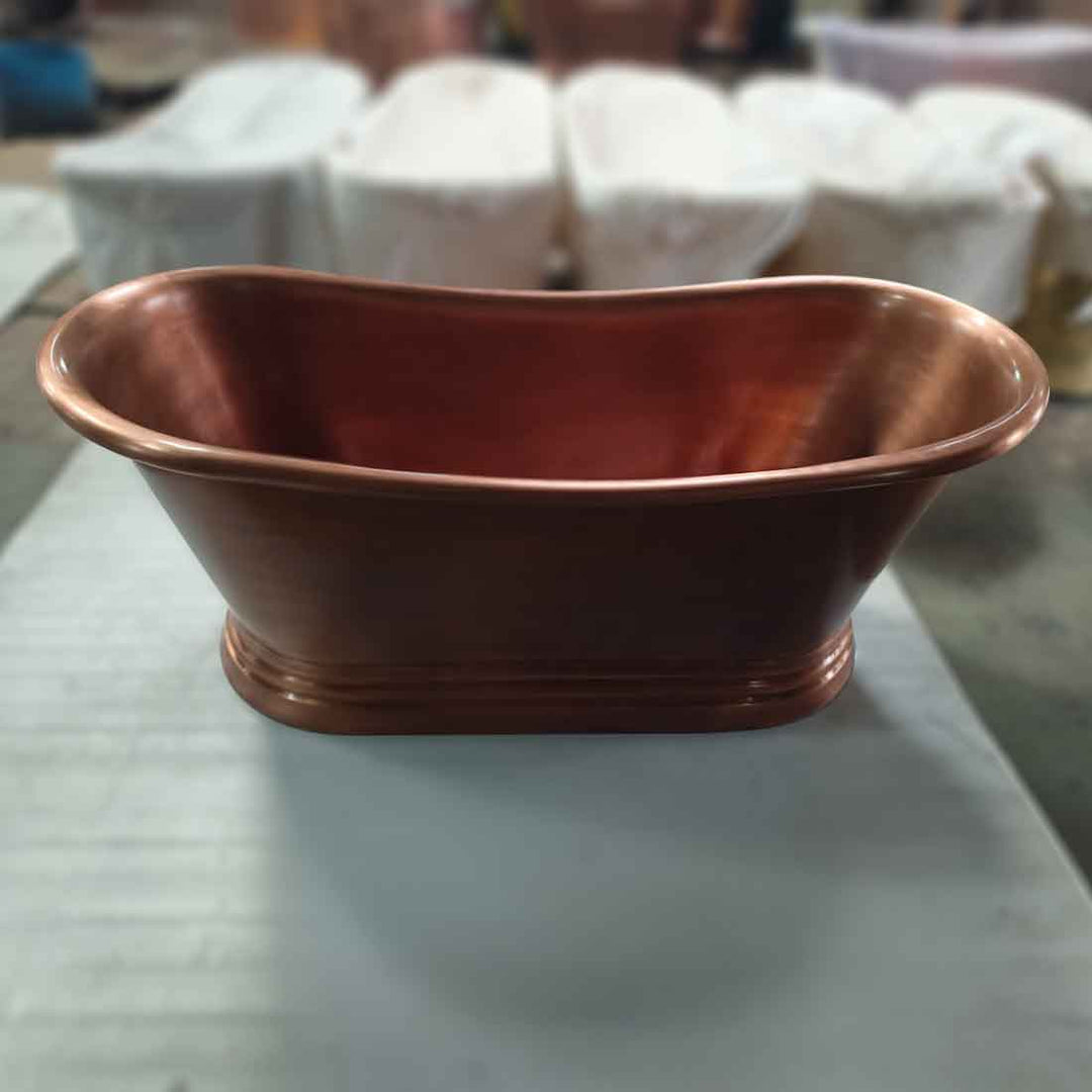 Slanted Cascading Base Copper Bathtub Full Antique Finish
