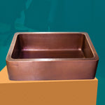 Load image into Gallery viewer, Single Bowl Hammered Front Apron Copper Kitchen Sink Antique Finish
