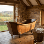 Load image into Gallery viewer, Eight Sided Hammered Copper Clawfoot Tub
