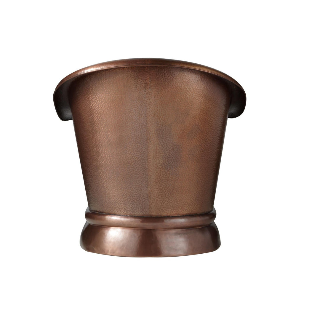 Hammered Copper Single Slipper Tub with Smooth Round Pedestal Base