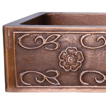 Load image into Gallery viewer, Single Bowl Three Flowers and Petals front Apron Copper Kitchen Sink

