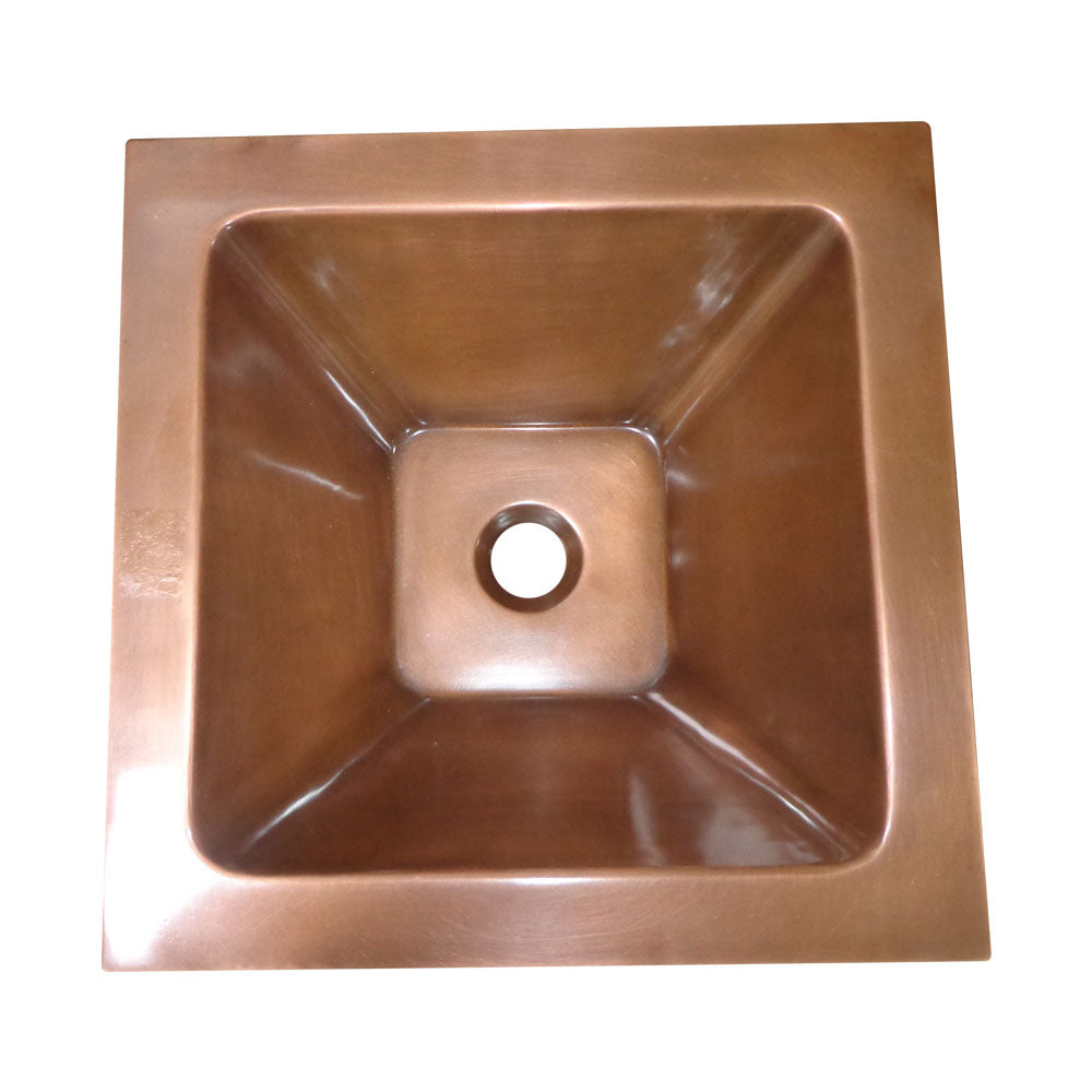Square Double Wall Copper Sink Tapering Depth