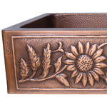 Load image into Gallery viewer, Single Bowl Sunflower Design Front Apron Copper Kitchen Sink

