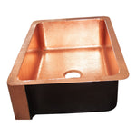 Load image into Gallery viewer, Single Bowl Hammered Front Apron Copper Kitchen Sink Shining Copper Finish
