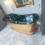 Load image into Gallery viewer, 2000mm Slanting Base Brass Bathtub Nickel Interior
