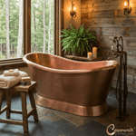 Load image into Gallery viewer, Slanting Base Copper Bathtub Plain Antique Finish
