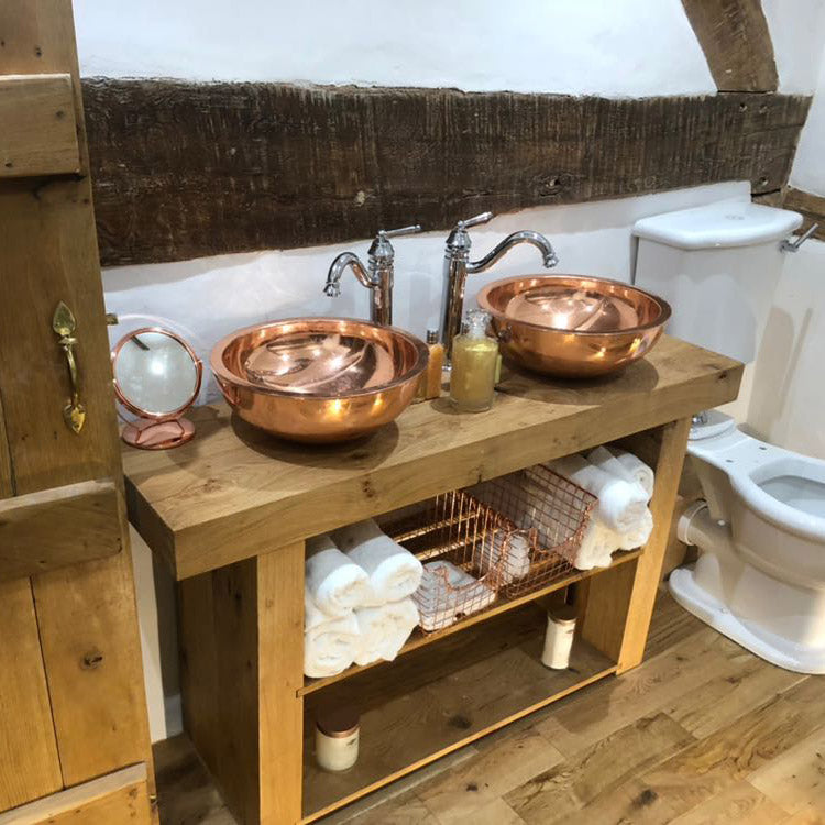 Copper Sink Round Shining Double Wall 16" x 6"