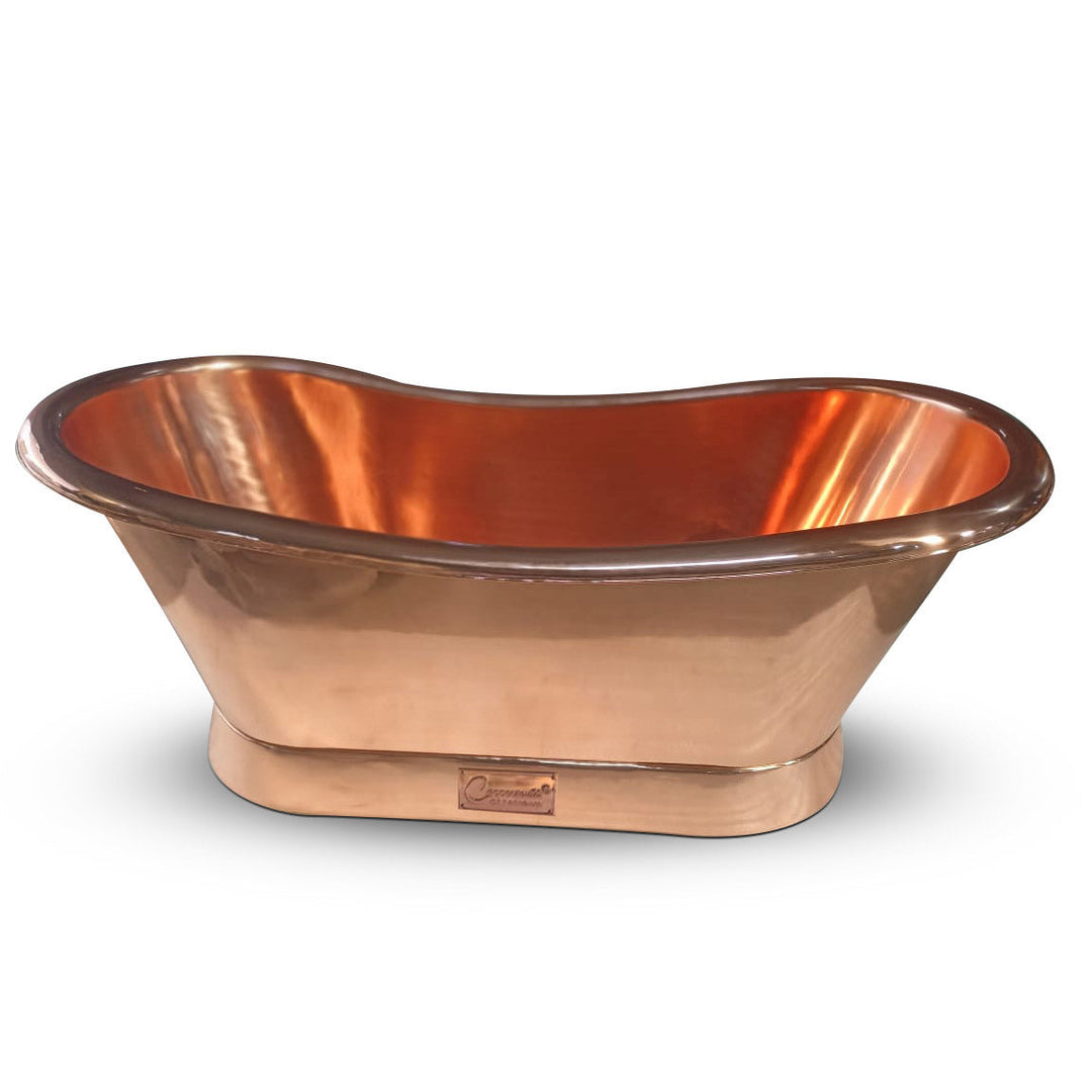 Slanting Base Copper Bathtub Full Shining Copper Finish