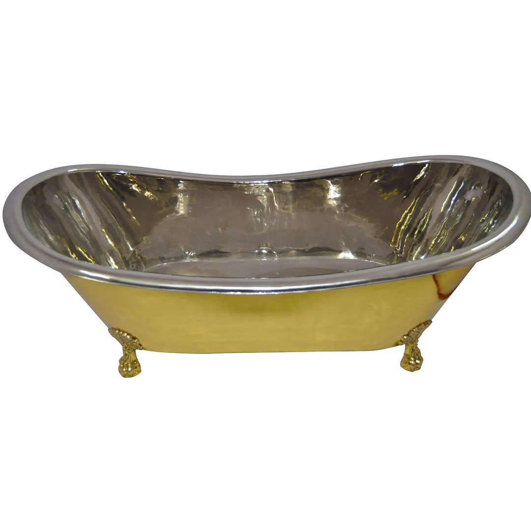 Clawfoot Brass Bathtub Nickel Interior