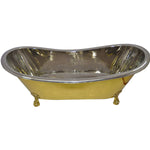 Load image into Gallery viewer, Clawfoot Brass Bathtub Nickel Interior
