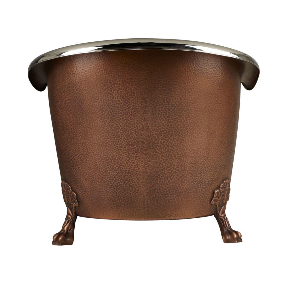 Copper Clawfoot Tub Nickel Interior Antique Hammered Copper Exterior Double Slipper