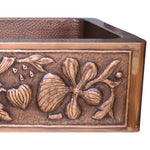 Load image into Gallery viewer, Single Bowl Sunflower Design Front Apron Copper Kitchen Sink
