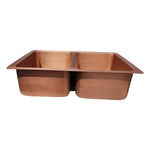 Load image into Gallery viewer, Double Bowl Hammered Front Apron Copper Kitchen Sink Antique Finish
