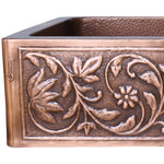 Load image into Gallery viewer, Single Bowl Vine Design Front Apron Copper Kitchen Sink
