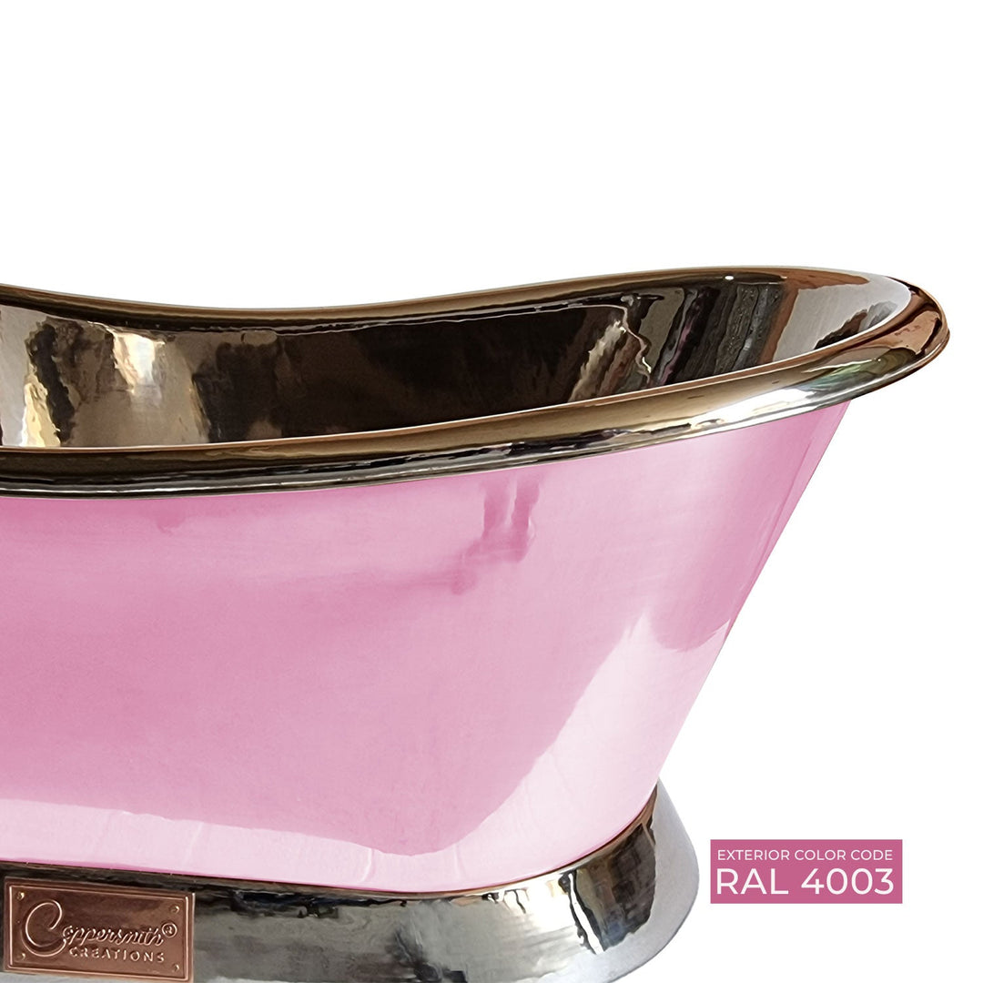 Slanting Base Copper Bathtub Nickel Inside & on Base RAL 4003 Exterior