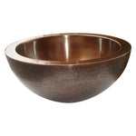 Load image into Gallery viewer, Double Wall Copper Sink Outside Hammered Inside Smooth 16" x 6"
