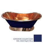 Load image into Gallery viewer, Slanting Base Copper Bathtub Copper Interior &amp; on Base RAL5022 Night Blue Exterior
