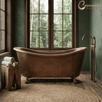 Load image into Gallery viewer, Hammered Clawfoot Copper Double Slipper Tub
