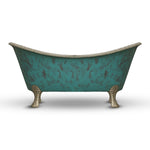 Load image into Gallery viewer, Clawfoot Copper Bathtub Verdigris Patina Exterior &amp; Tin Interior Double Slipper
