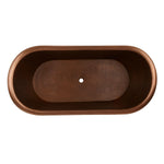Load image into Gallery viewer, Hammered Clawfoot Copper Double Slipper Tub Blue-Green Patina Exterior
