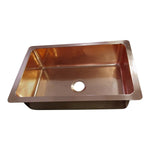 Load image into Gallery viewer, Single Bowl Smooth Front Apron Copper Kitchen Sink Plain Shining Copper Finish
