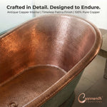 Load image into Gallery viewer, Slanting Base Copper Bathtub Hammered Antique Copper Interior &amp; Patina Exterior Finish
