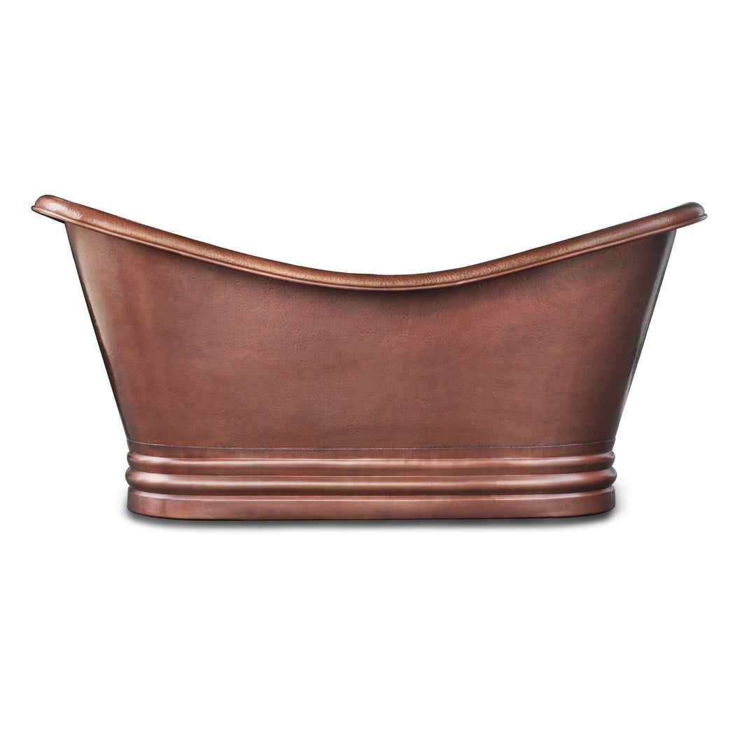 Ribbed Base Hammered Antique Copper Freestanding Tub