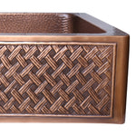 Load image into Gallery viewer, Single Bowl Woven Front Apron Copper Kitchen Sink
