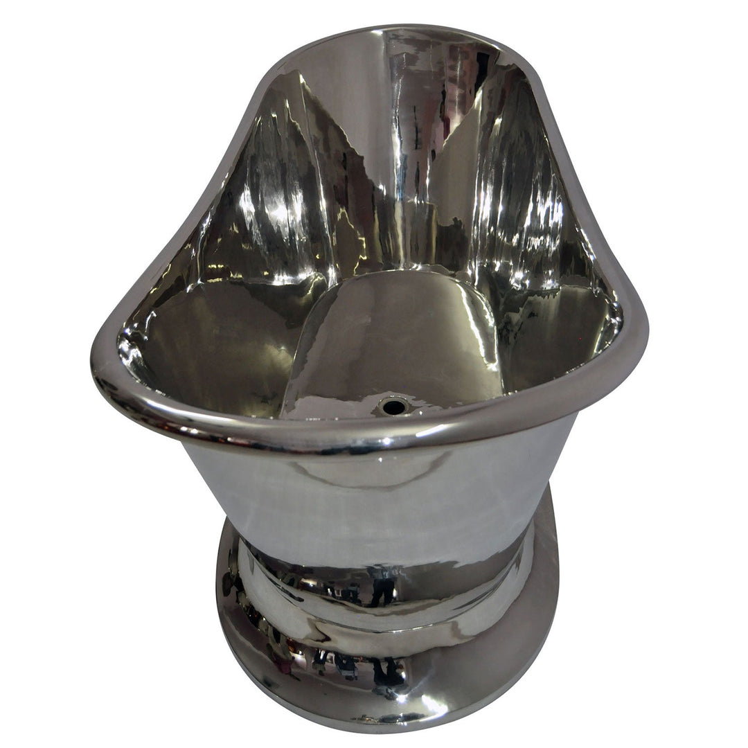 Nickel Finish Curved Pedestal Copper Bathtub