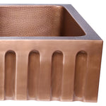 Load image into Gallery viewer, Double Bowl Vertical Parallel Lines Front Apron Copper Kitchen Sink
