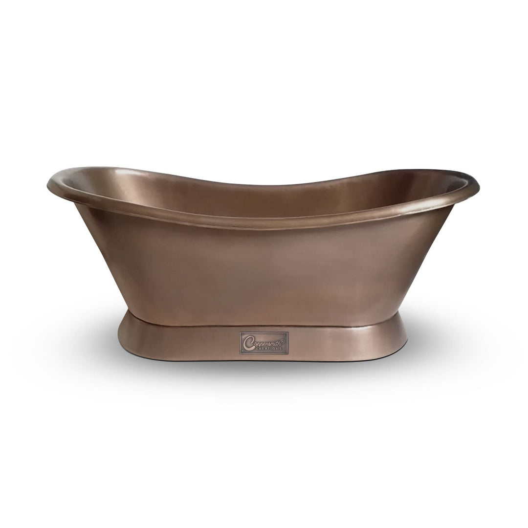 Slanting Base Copper Bathtub Plain Antique Finish