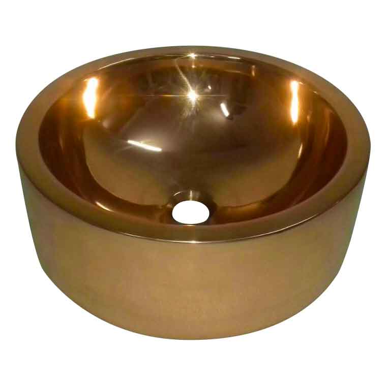 Double wall Copper Sink Shiny Copper Finish Inside Outside