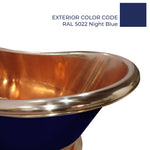 Load image into Gallery viewer, Slanting Base Copper Bathtub Copper Interior &amp; on Base RAL5022 Night Blue Exterior
