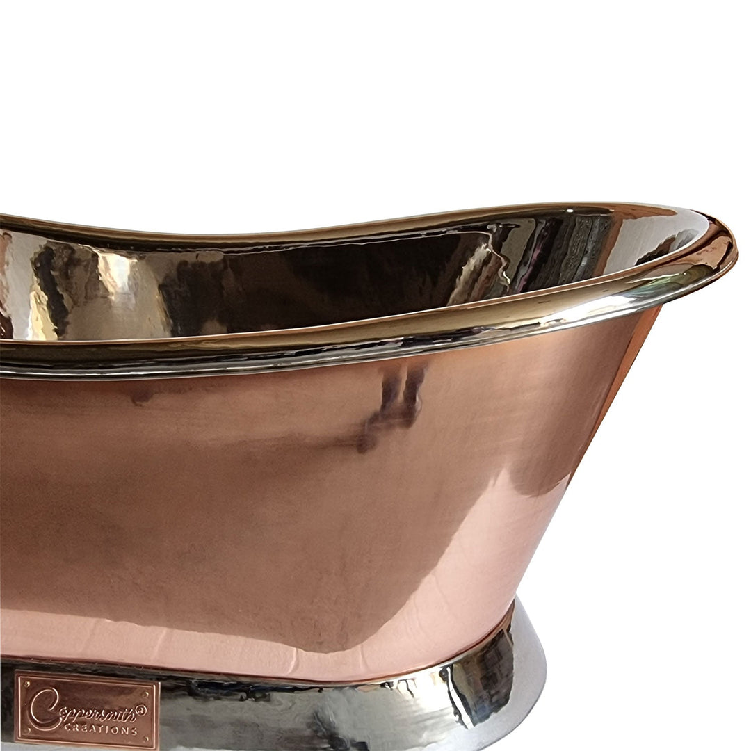 Slanting Base Copper Bathtub Nickel Inside & on Base Copper Outside