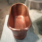 Load image into Gallery viewer, Hammered Copper Single Slipper Tub with Smooth Round Pedestal Base
