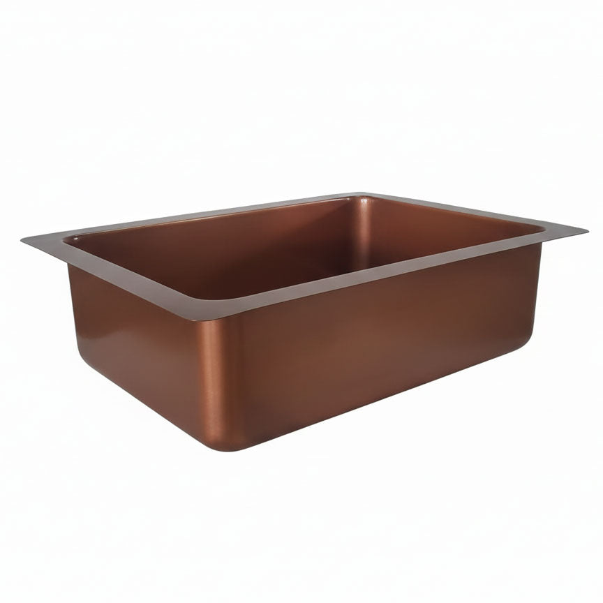 Single Bowl Smooth Antique Copper Kitchen Sink without Front Apron