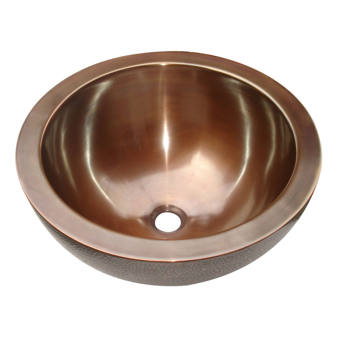 Double Wall Copper Sink Outside Hammered Inside Smooth 16" x 6"