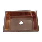 Load image into Gallery viewer, Single Bowl Smooth Front Apron Copper Kitchen Sink Plain Shining Copper Finish
