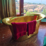 Load image into Gallery viewer, Straight Base Brass Bathtub Full Polished Brass Finish

